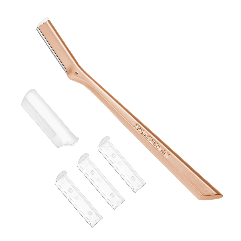 Tweezerman Rasoir Visage Rose Doré, finition élégante pour peau douce.