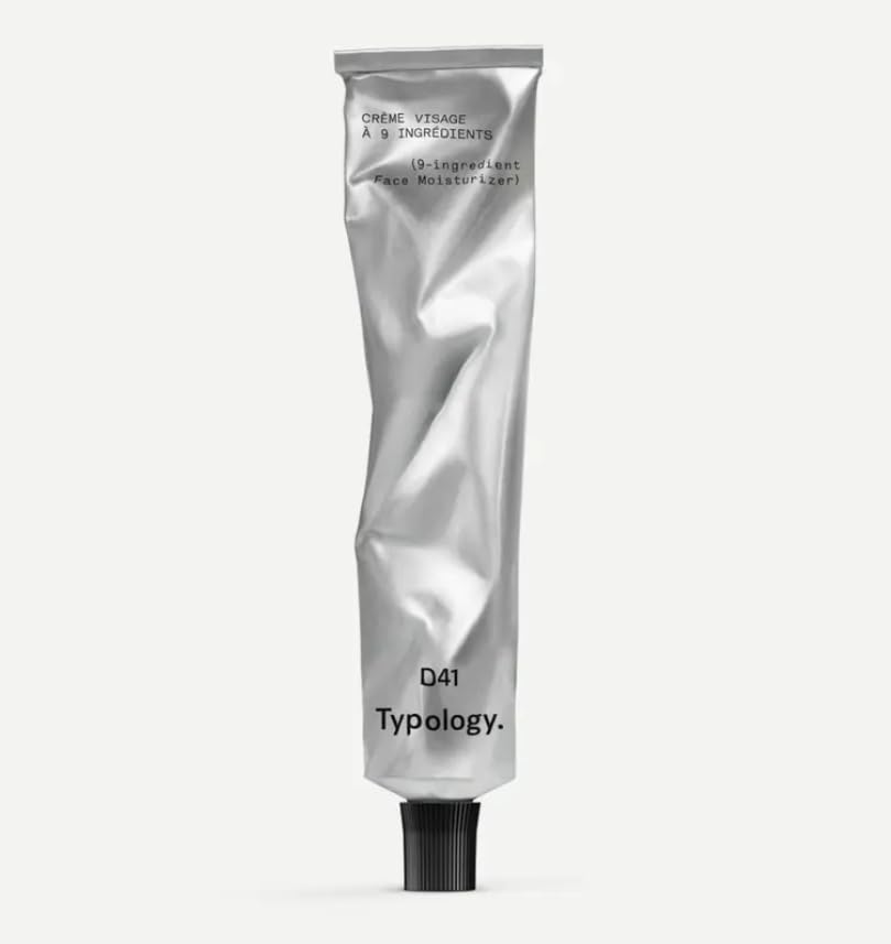Typology crème visage 9 ingrédients, hydratation légère et durable.
