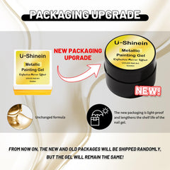 U-Shinein vernis gel métal-or — effet miroir saisissant sur les ongles.
