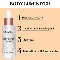 UCANBE gouttes luminiseur visage en application légère pour un éclat subtil.