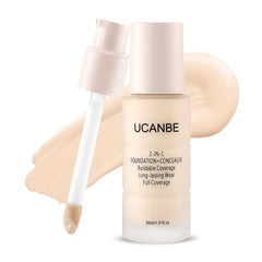 UCANBE 2-en-1 base-concealer pour couvrance naturelle et durable.