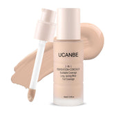 UCANBE fond-correcteur 2-en-1: couvrance naturelle et longue tenue.