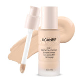 UCANBE fond de teint correcteur avec pompe et pinceau angule intégré pour précision autour des imperfections