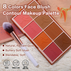 UCANBE poudre-blush-bronzer-8-teintes présente des teintes polyvalentes pour sculpt et accentuation.