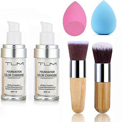 UCANBE TLM color-changing foundation swatch showing seamless shade match for natural look