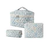 Trousse maquillage voyage uekeboag grande florale bleu clair, pratique pour les essentiels.