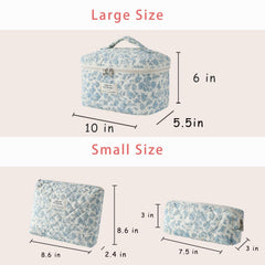 Trousse moyenne uekeboag florale bleu clair, idéale pour les pinceaux et cosmétiques.
