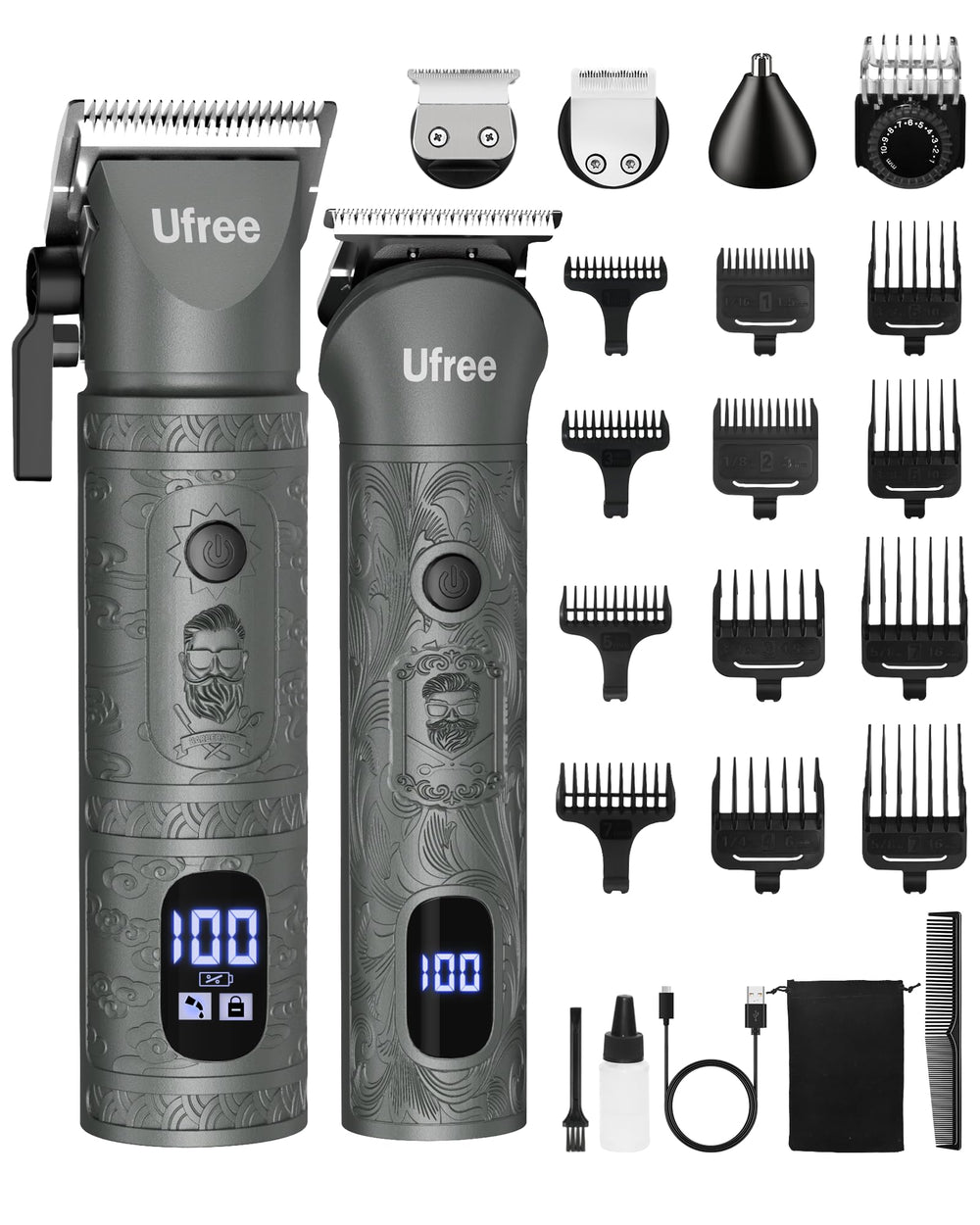 Ufree Tondeuse barbe professionnelle avec ensemble d'accessoires pour rasage