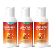 Kit voyage Ulluxe: trio shampooing, après-shampooing et douche, pratique pour les déplacements