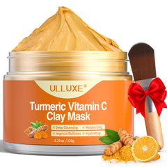 ulluxe Masque argile curcuma vitamine C - emballage élégant et informatif.