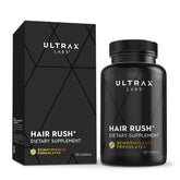Hair Rush Ultrax Labs, bouteille en train de verser, dose simple dans la routine capillaire.