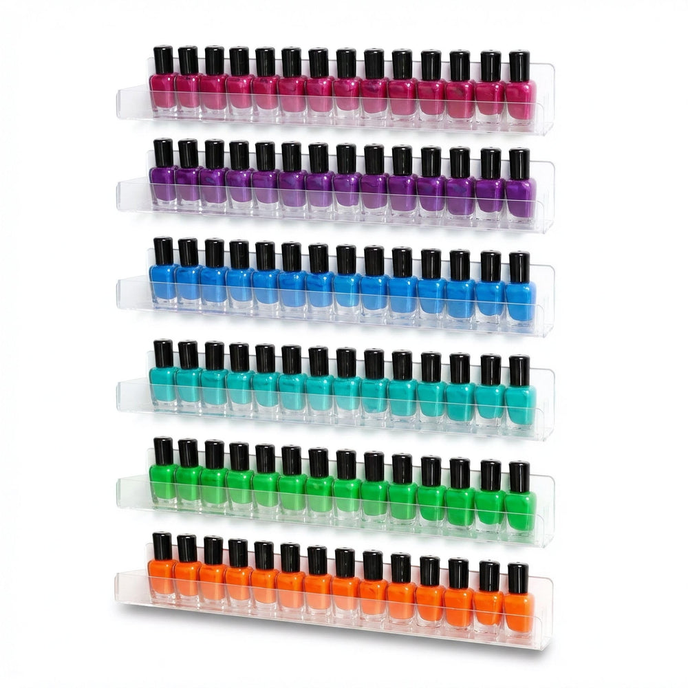 Umirokin présentoir mural vernis, 6 étagères, organisation claire.