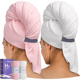 Umisleep serviette microfibre sur tête, enveloppante et absorbante pour cheveux longs.