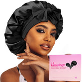 Umisleep Silk Bonnet inside lining closeup showing mulberry silk for gentle hair care