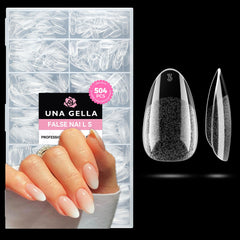 UNA GELLA: boîtier d'ongles faux courts ovales amande pour salon à domicile.