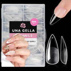 UNA GELLA boîte 504 pièces d’ongles stiletto pour différentes tailles