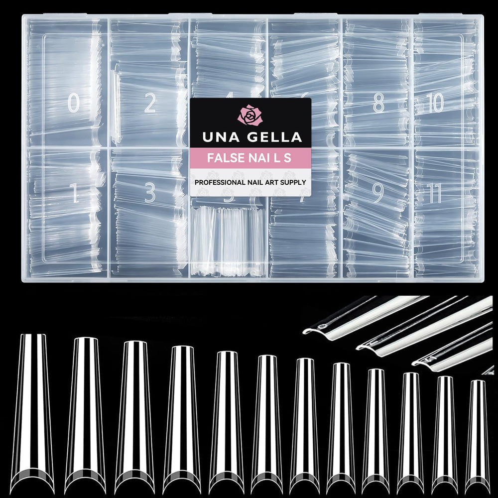 UNA GELLA extensions en forme cercueil extralong sans courbe, aspect clair et naturel