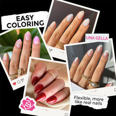 UNA GELLA faciles à retirer avec acetone, prothèses gel claires sans abîmer l'ongle.
