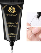 UNA GELLA Gel Nail Glue, bouteille de 40 g, adhérence fiable pour ongles artificiels.