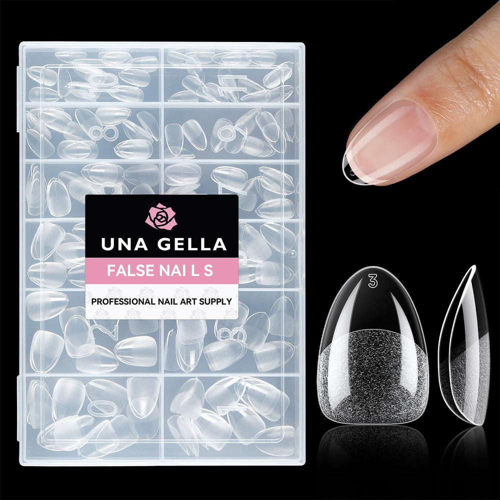 UNA GELLA onglets amande tres court transparents: texture matte intérieure pour un ajustement précis.