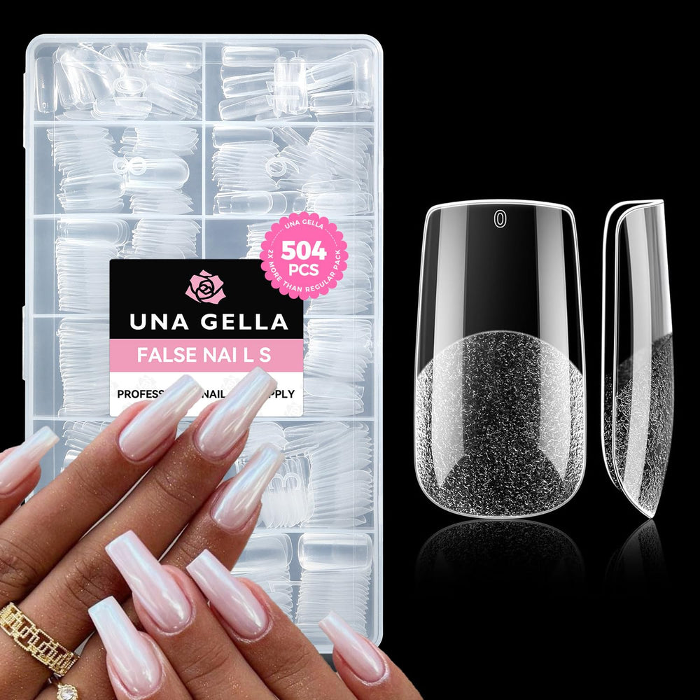 UNA GELLA onglets faux carrés transparents pour une manucure durable.
