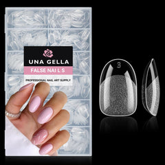 UNA GELLA: ongles faux oval demi-mat prêts à durer avec finition satinée.