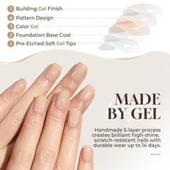 UNA GELLA ongles press-on nude soft gel, brillance durable et look professionnel