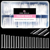 UNA GELLA sans courbe C, extensions d'ongles XXL carrées transparentes pour pose rapide.