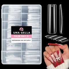 UNA GELLA tips carre extra long, présentation en boite pour extensions d ongles