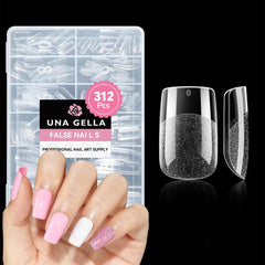 Embouts carrés en gel souple UNA GELLA, 312 pièces pour extensions faciles.
