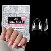 UNA GELLA: tips gel amande court demi-couverture, pose rapide et confortable.