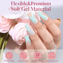 UNA GELLA tips gel carre moyen demi-mat: preformes numerotees pour un choix rapide.