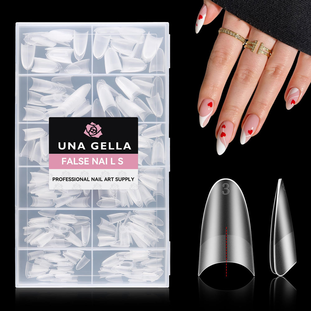 UNA GELLA tips amandes medium – 504 pièces, tenue longue durée et fini clair.