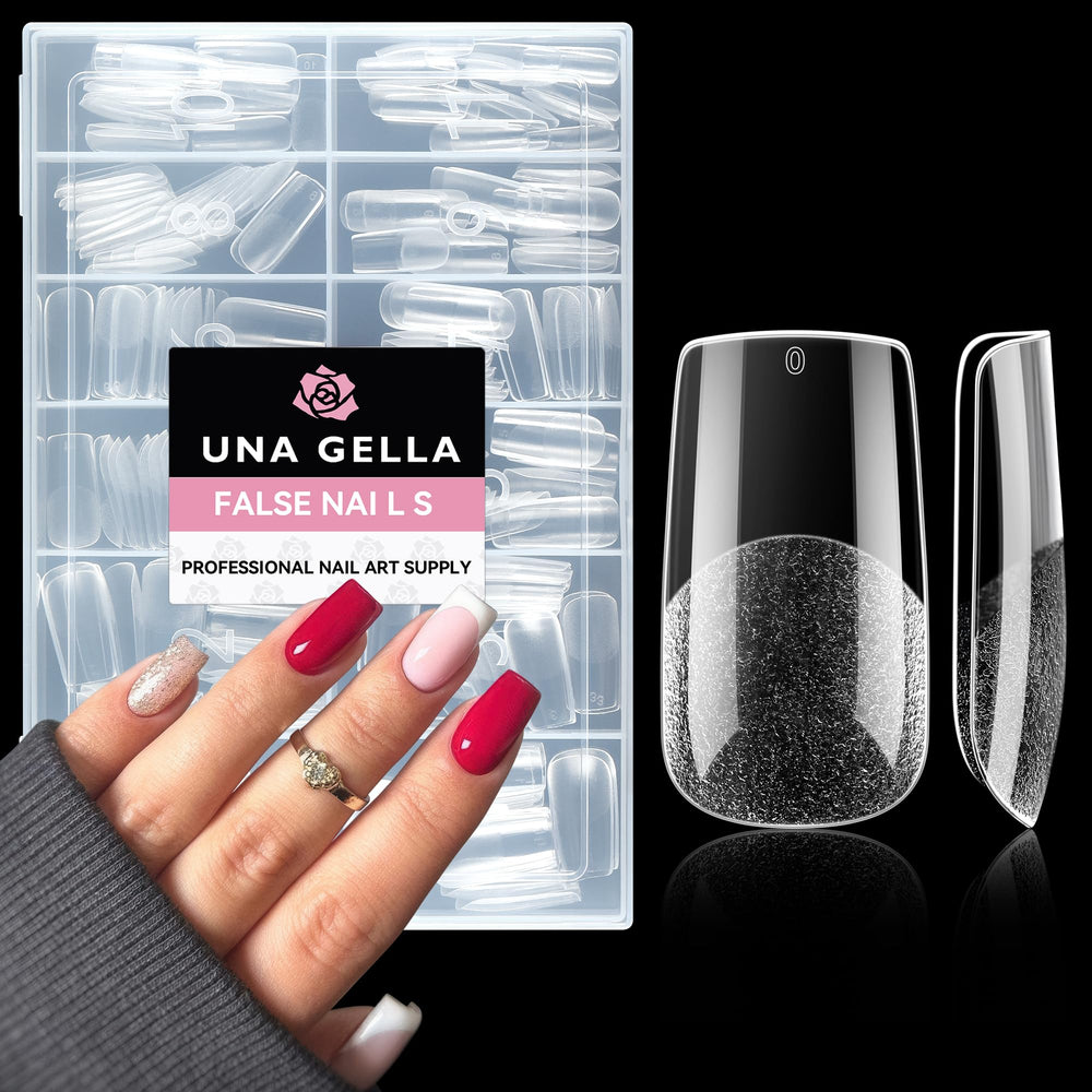 UNA GELLA tips carrés taille moyenne: ensemble complet de 216 pièces pour extensions faciles.