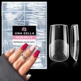 UNA GELLA tips carrés taille moyenne: ensemble complet de 216 pièces pour extensions faciles.