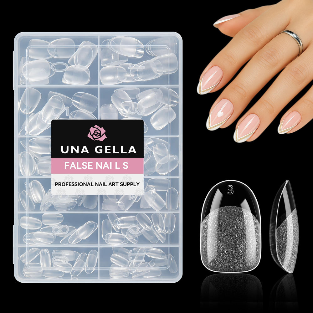 UNA GELLA tips d'ongles ovales courts, adhérence améliorée pour extensions fiables.