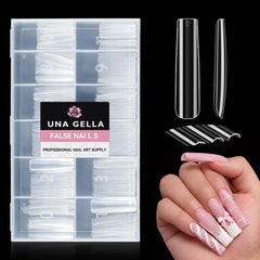 UNA GELLA embouts ongles carres long XXL 216 pieces pour une pose rapide et professionnelle.