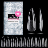 Ongles UNA GELLA, pointes stiletto longues transparentes pour une extension nette.