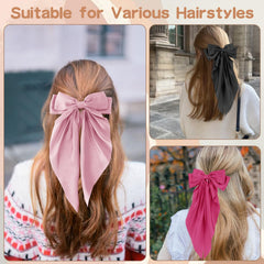 Unbednigt barette cheveux grande taille rose satin, parfaite pour coiffures volumineuses.