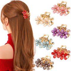 Clip fleurs Unbednigt pour cheveux avec cristaux bleu-rose-blanc, look élégant.