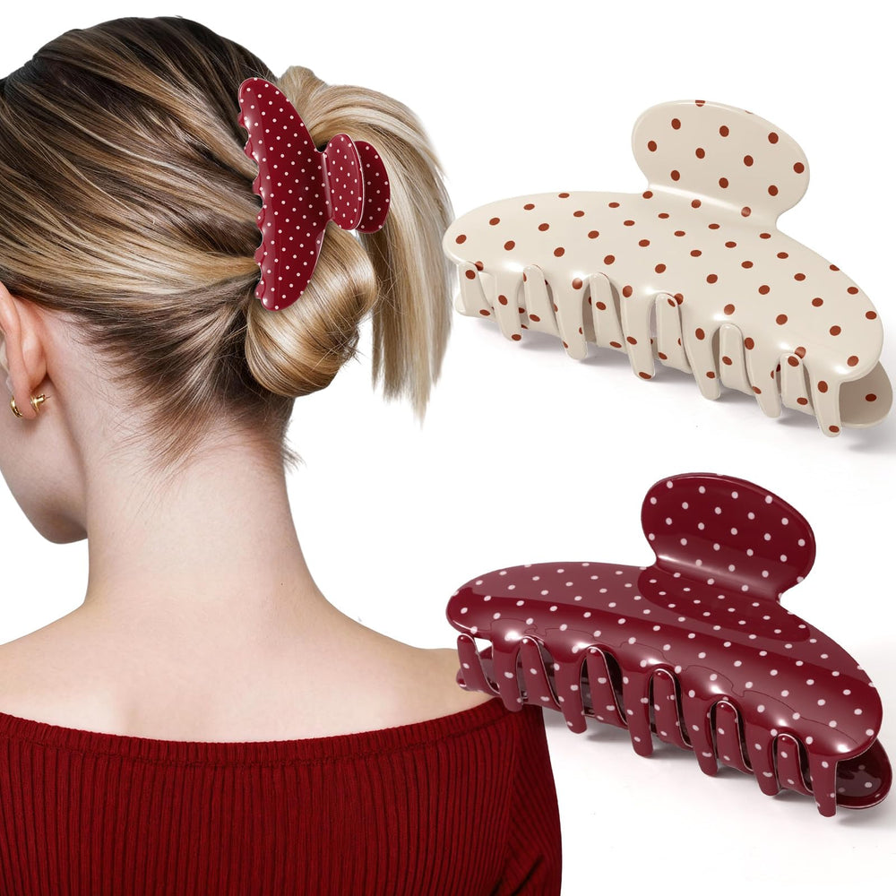 Pinces pois rouge-beige Unbednigt parfaite pour un chignon élégant et durable.