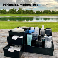 Uncluttered Designs grand organisateur vanité noire — rangement pratique pour soins visage