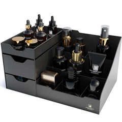 Uncluttered Designs grand organisateur vanité noire — tiroirs profonds pour cosmétiques