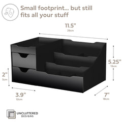 Uncluttered Designs grand organisateur vanité noire — rangement sur le comptoir pratique