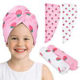 serviette microfibre Unicorn Castle pour enfant motif fraises rose et blanc