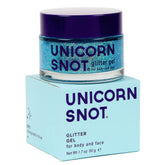 Unicorn SNOT Gel paillettes bleues sur le visage pour un éclat lumineux