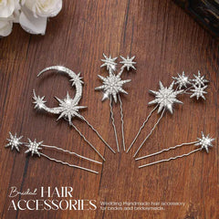Unicra barrettes cristal etoile argent, ajoute brillance discrète à la coiffure du jour J.