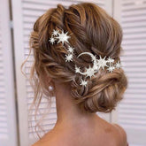 Unicra barrettes cheveux etoile-lune cristal argent, idéal pour cérémonie et mariée.