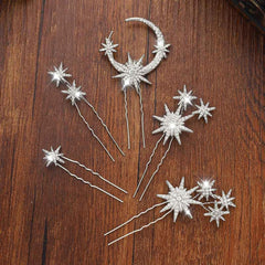 Unicra pin-coiffure mariage cristal etoile argent, maintient parfaitement les mèches durant la cérémonie.