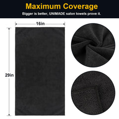 UNIMADE serviettes barbier noir 24-lot, durables et faciles à laver.